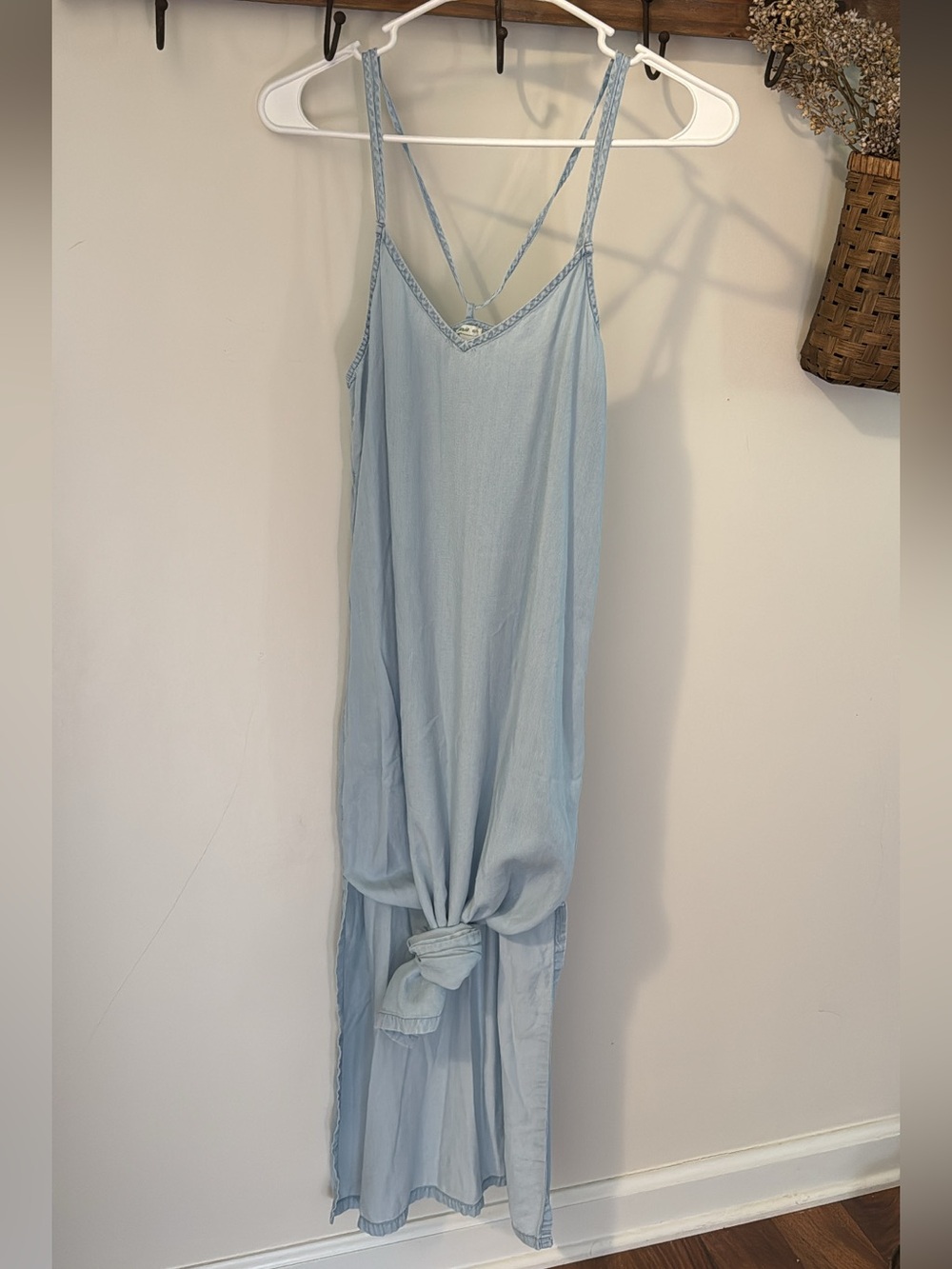 aerie Light Blue Maxi Slip Dress with Double Straps